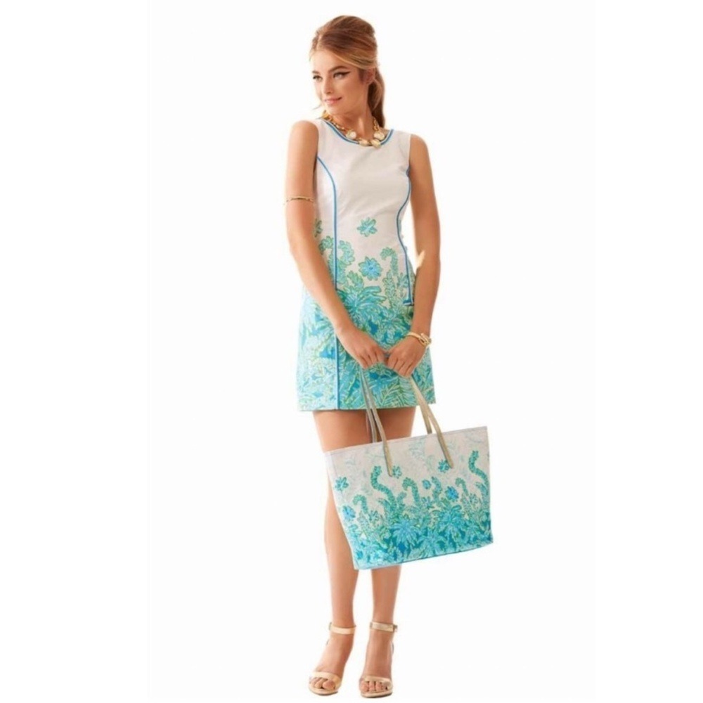 Carlow Resort White Palm Party Engineered Shift Dress